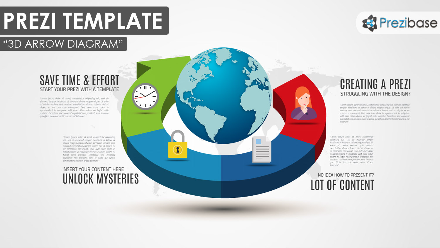 3d arrow diagram world icons prezi template 3d arrow circle diagram planet world business prezi template