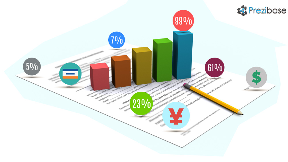 3D business concept document bar graph prezi template