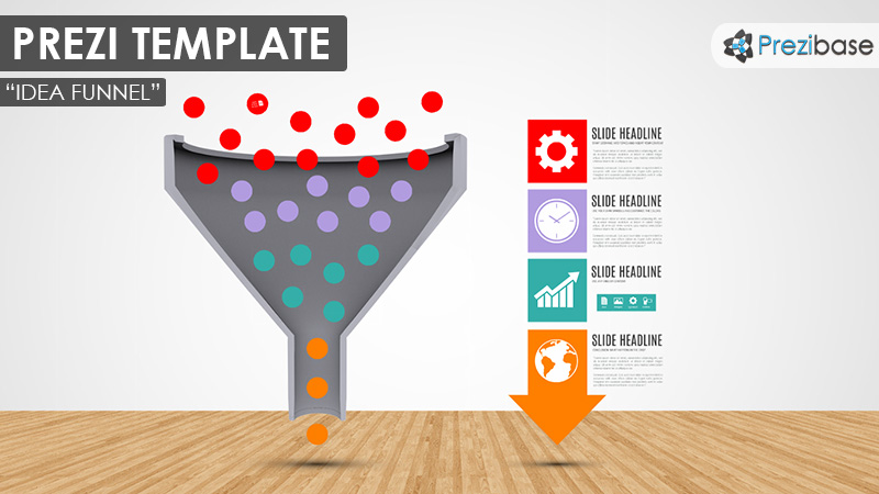3d ideas funnel marketing tunnel prezi template 3d idea funnel marketing business prezi template
