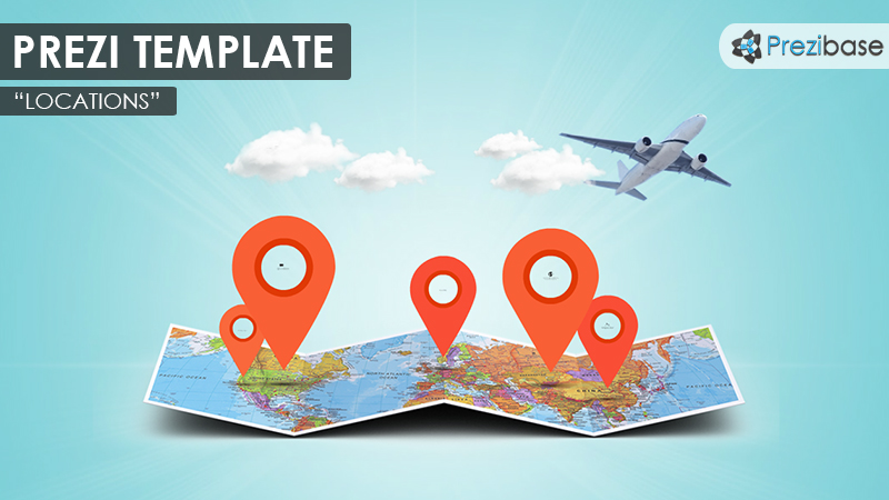 3d folded map travel business fly prezi template