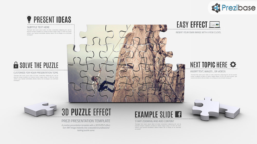 3D jigsaw puzzle presentation prezi template ffect