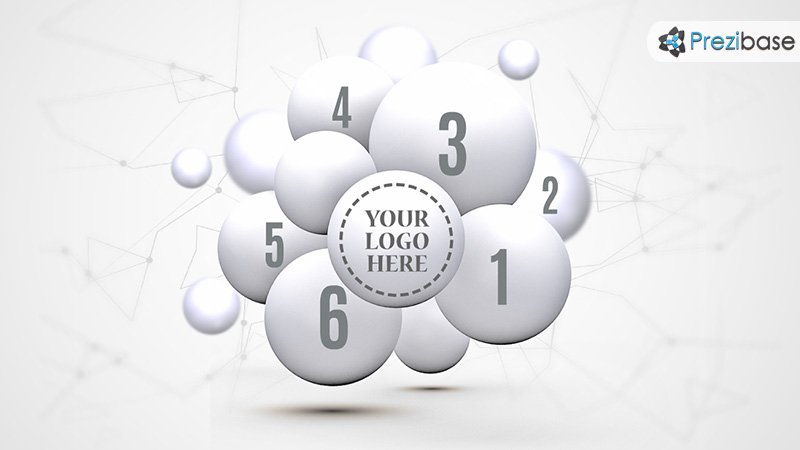 3D circles and spheres diagram infographic professional prezi template
