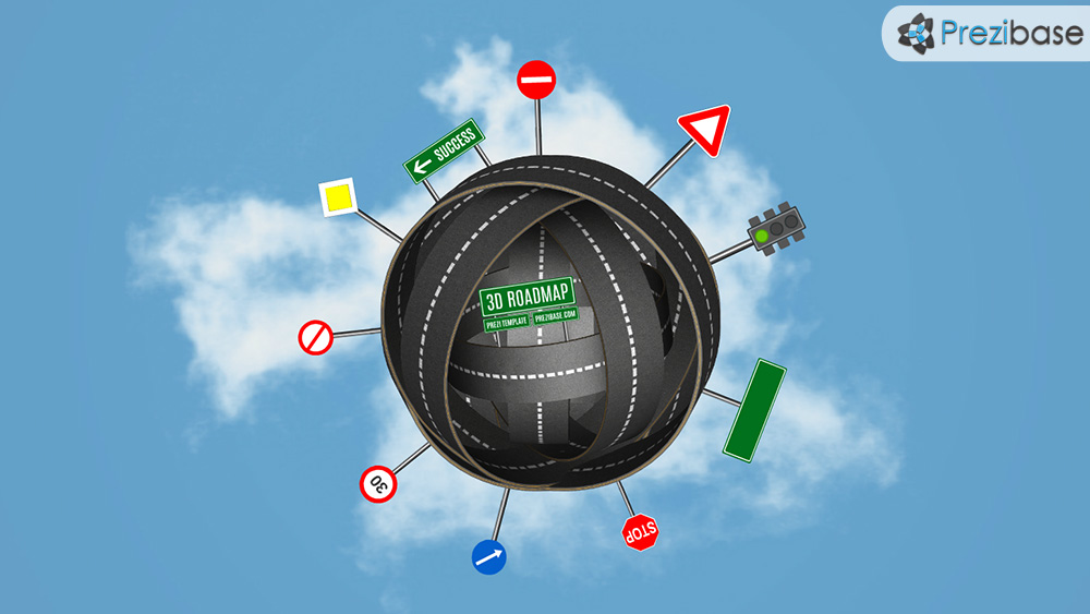 Creative 3D road tangled sphere success prezi presentation template