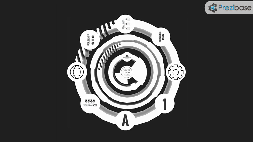 3d technology circle infographic modern prezi presentation template