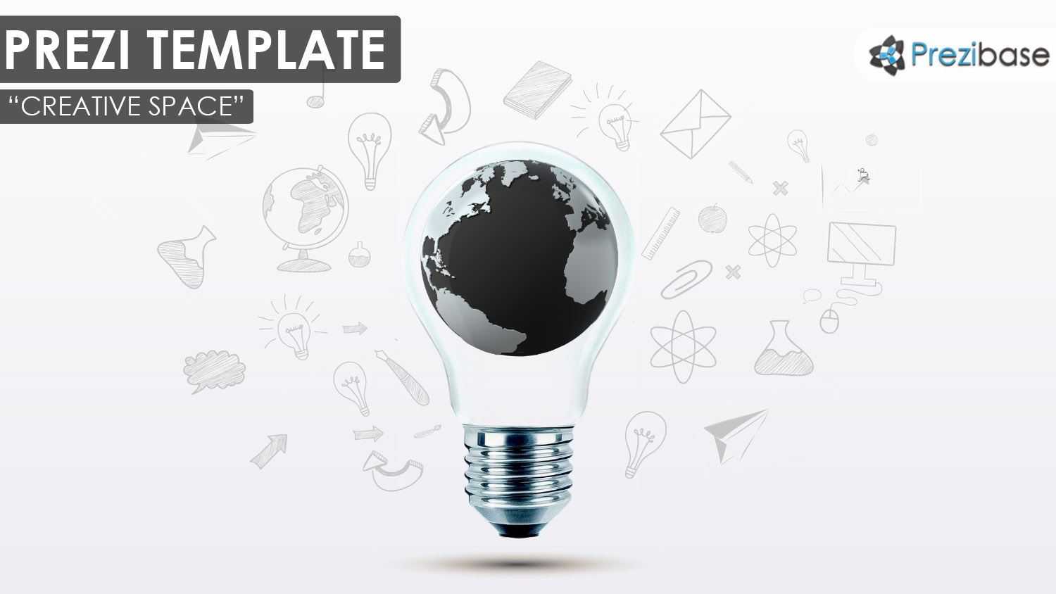 3d world map creative light bulb ideas sketch draft prezi template