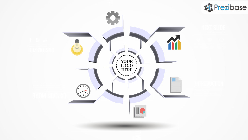 3D white infographic circle prezi template