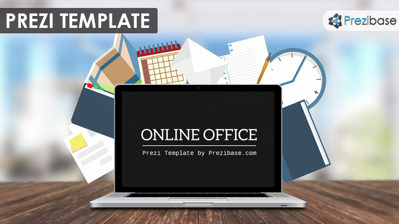 3d business laptop prezi template
