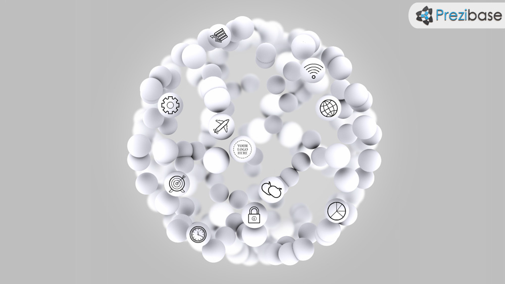 3D spheres ball prezi template for presentations