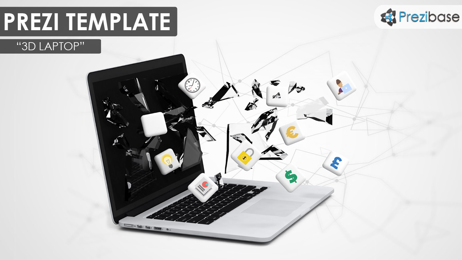 3d technology macbook laptop broken screen prezi template creative