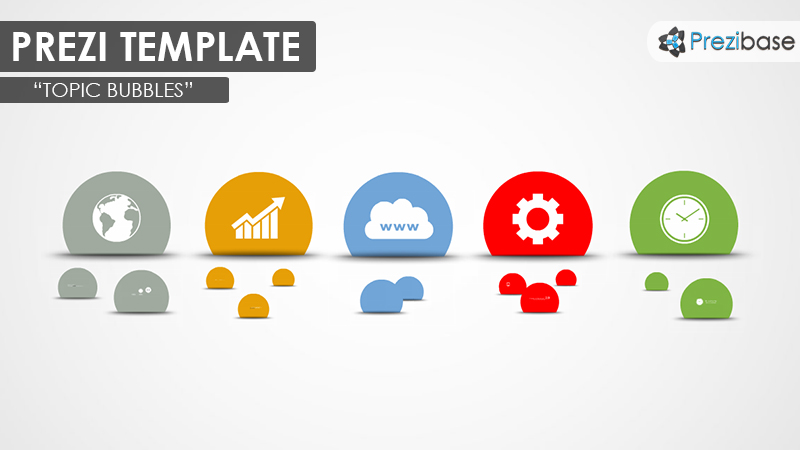topic bubbles-3d creative colorful flat shadows prezi template