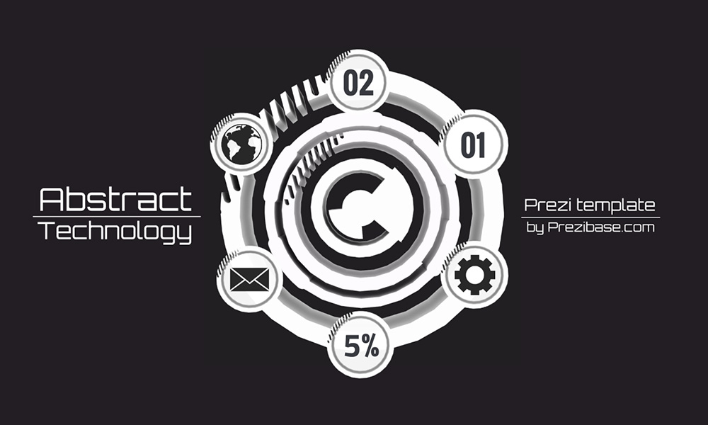 Abstract white technology circle prezi next presentation template