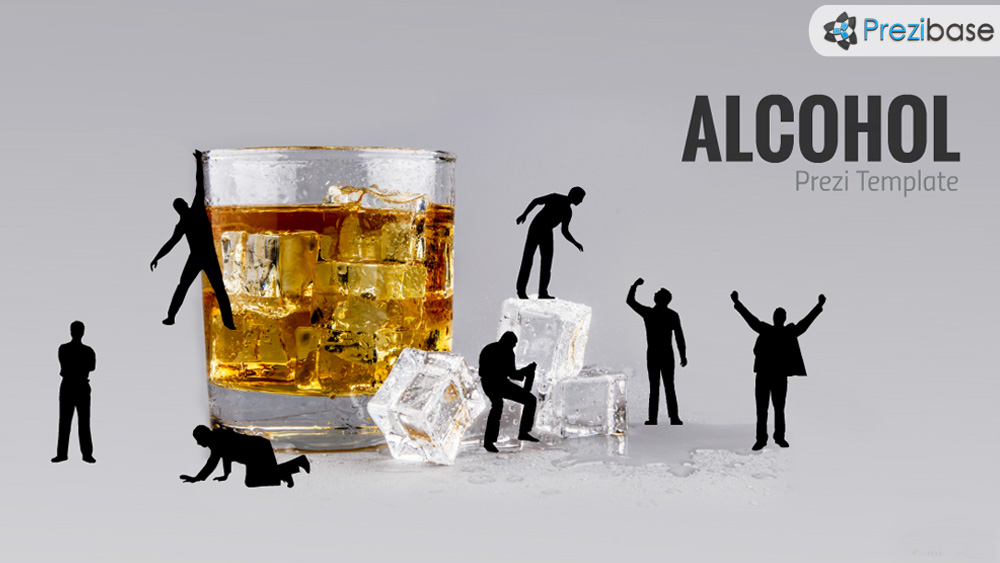 Alcohol drinking whiskey glass ice prezi template for presentations