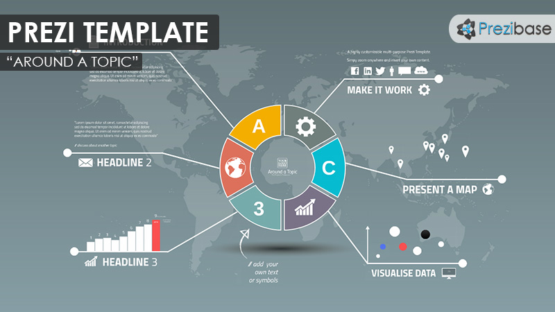 circular diagram prezi template world map Around a Topic Circle Infographic Diagram Prezi Template