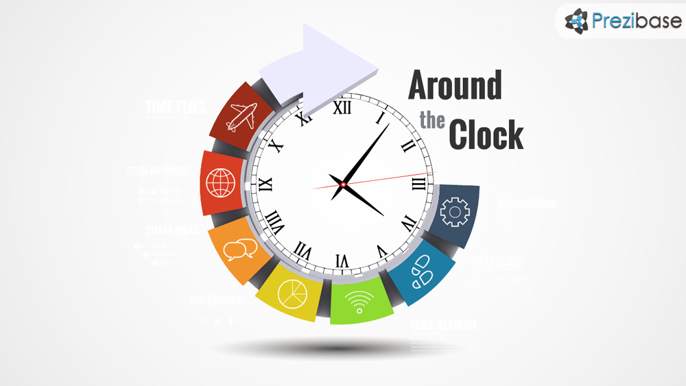 3d circle clock time and deadlines prezi template