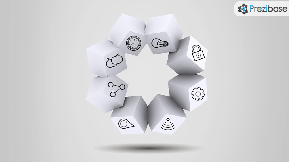 Boxed ideas creative cubes 3d circle prezi template for presentations