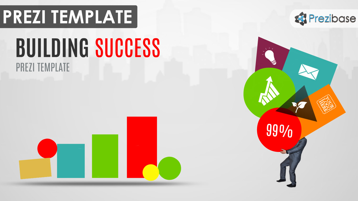colorful chapes creatiee businessman graph chart prezi template