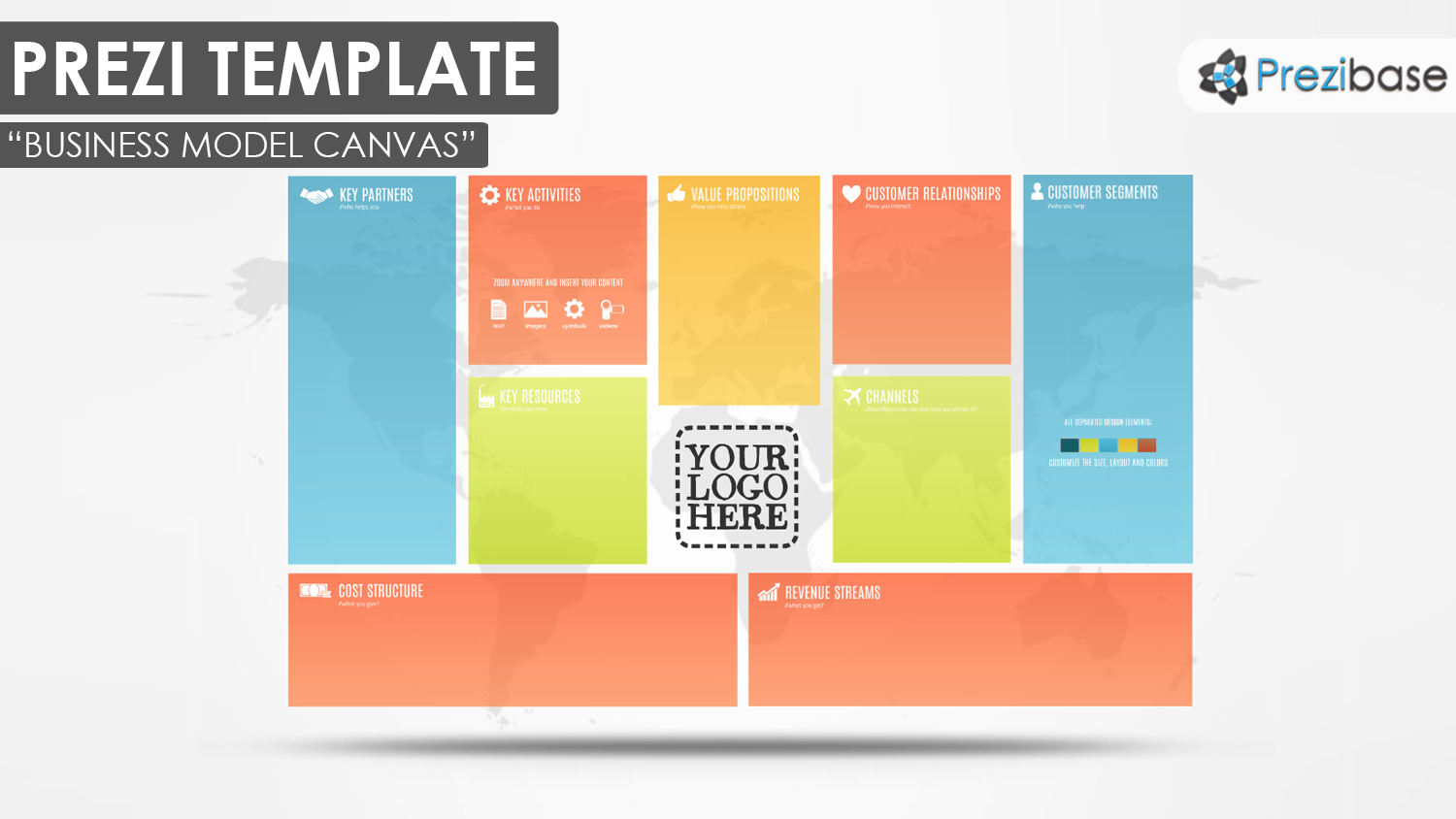 business model canvas colorful pitch world map prezi template