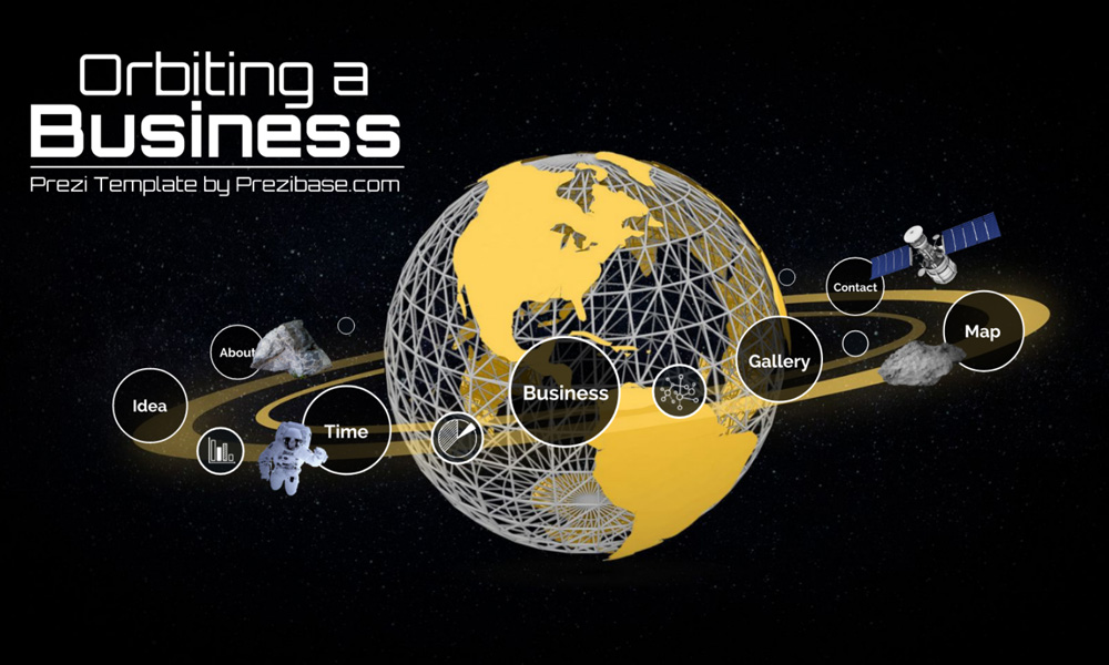 Creative space themed business orbit planet presentation template