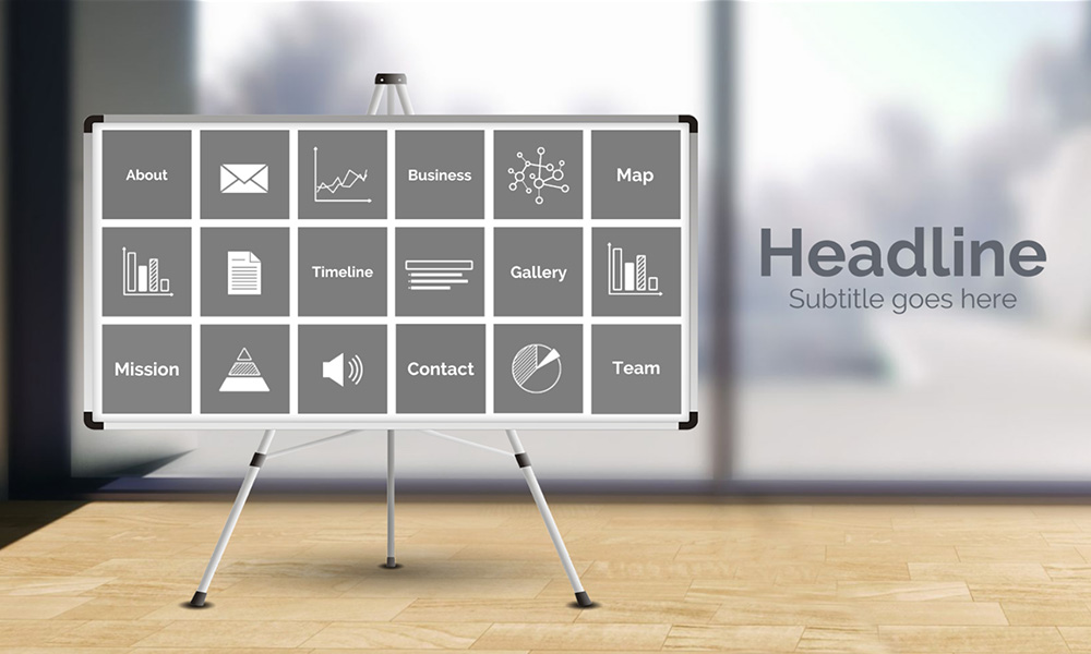 office stand whiteboard company promotion prezi next presentation template