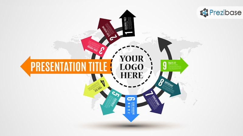 Circle arrow process or progress diagram prezi template for presentation