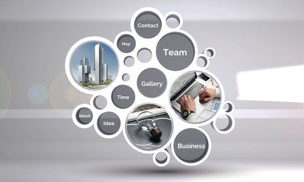 3D circles structure professional business presentation prezi next template
