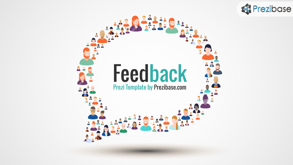 Client and customer feedback people forming speech bubble prezi presentation template