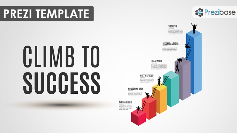 3D business graph silhouettes success prezi template