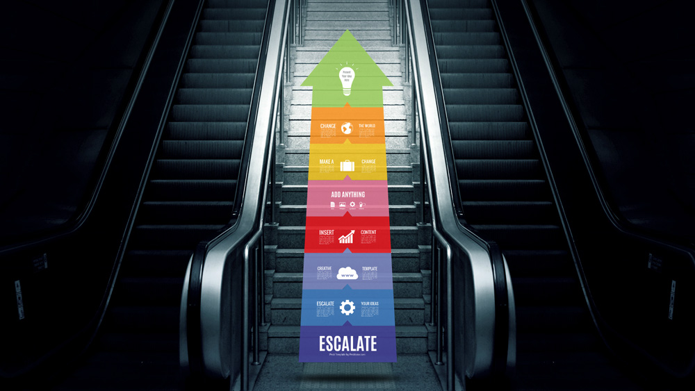 creative arrow steps diagram stairs prezi template for presentations