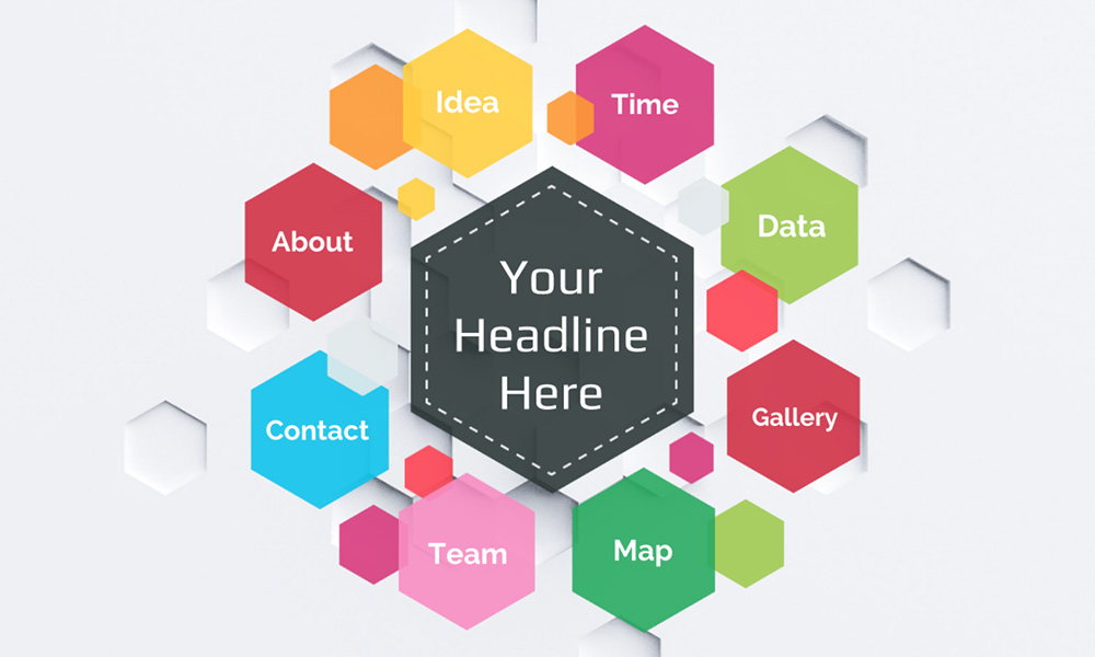 Colorful hexagon hive shaped diagram business presentation template