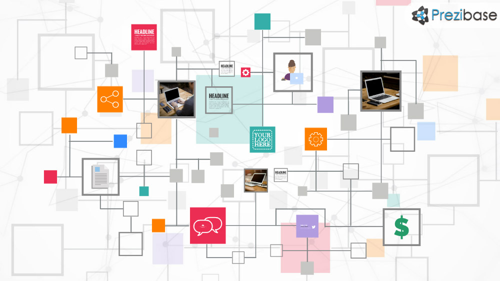 colorful network rectangles prezi template
