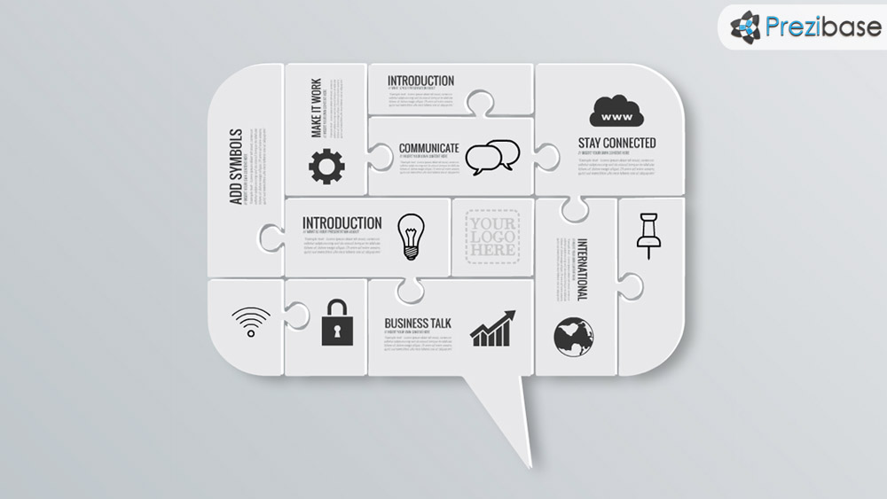 communicate speech bubble jigsaw puzzle concept prezi template