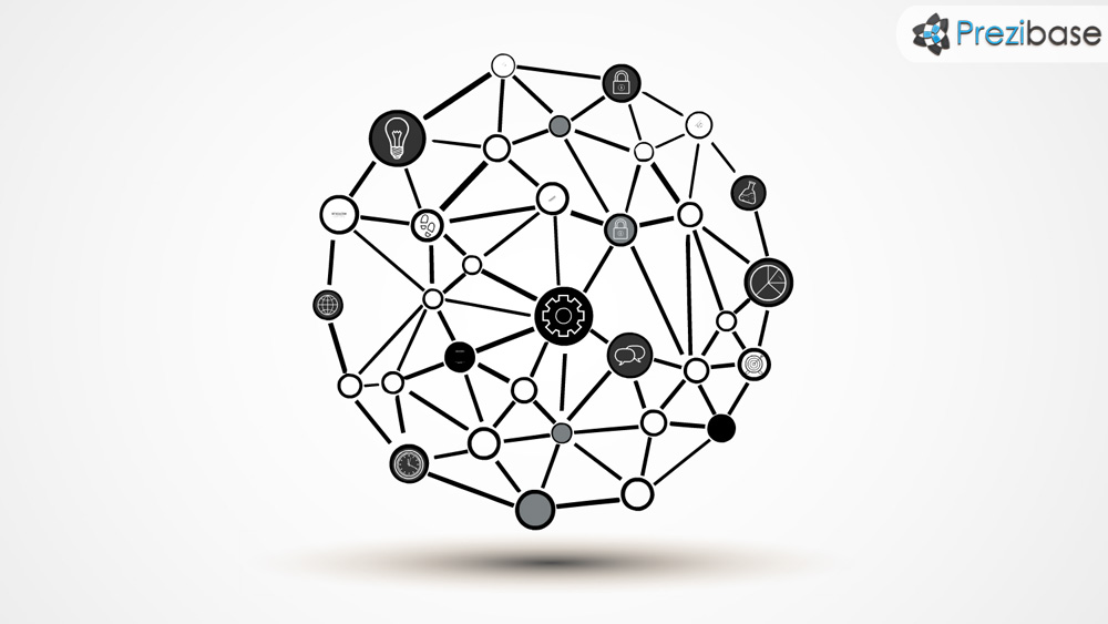 Network connections round circle 3D network sphere prezi template