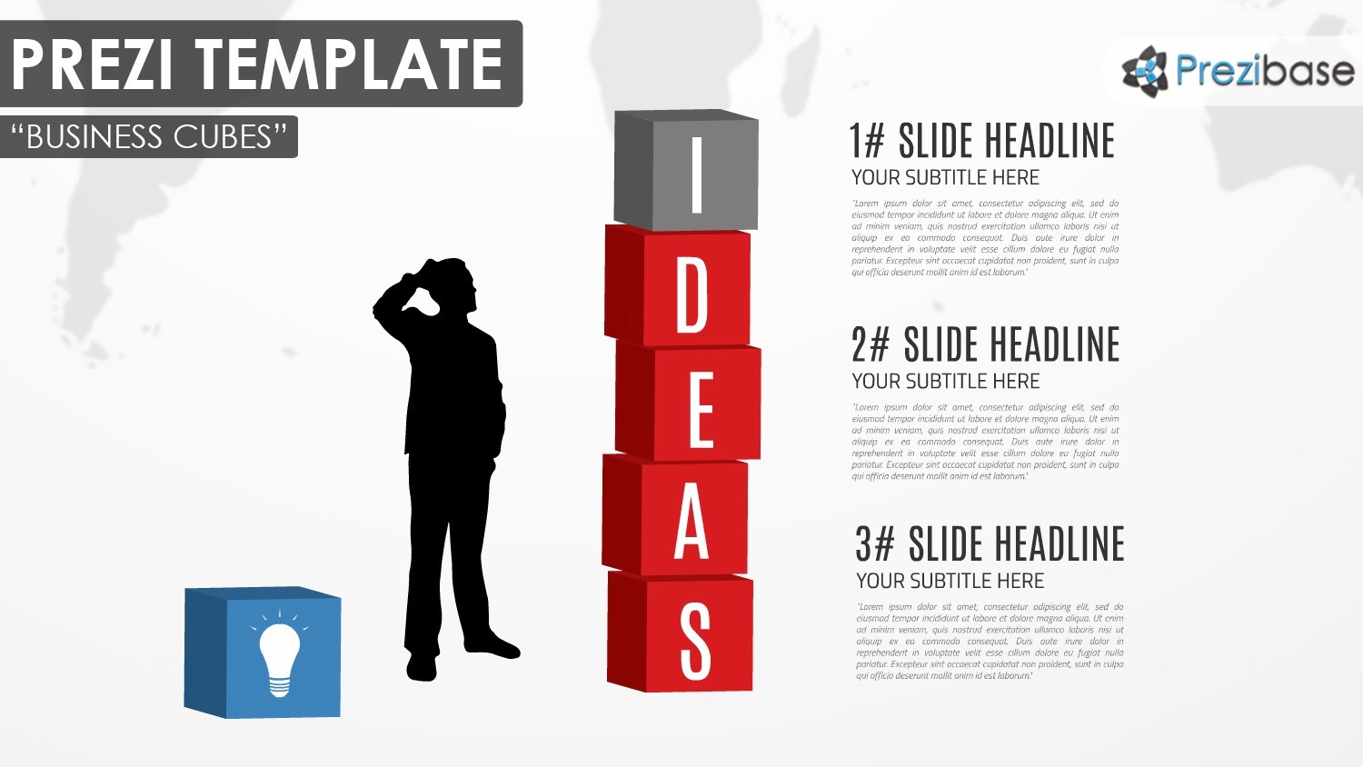 3D diagram cubes for business presentation and silhouettes infographic prezi template