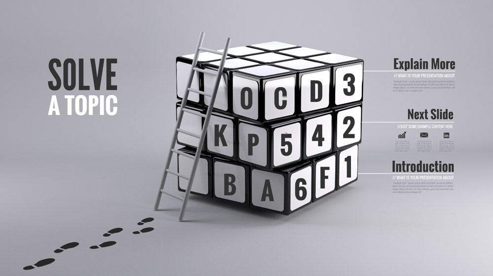 Solve a topic creative 3D Rubik's cube business presentation template for Prezi