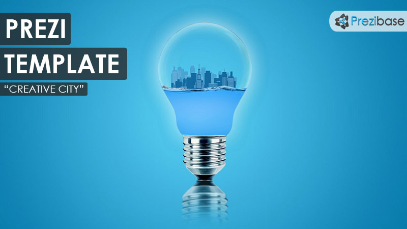 c3D city inside light bulb prezi template