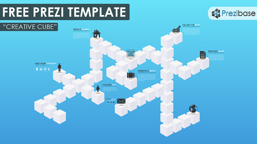 free reusable 3D design cube prezi template