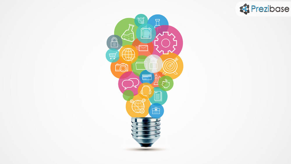 Creative light bulb from circles innovative pitch idea prezi presentation template