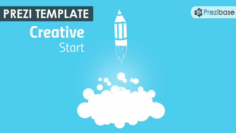 creative start pencil sketch rocket fly prezi template