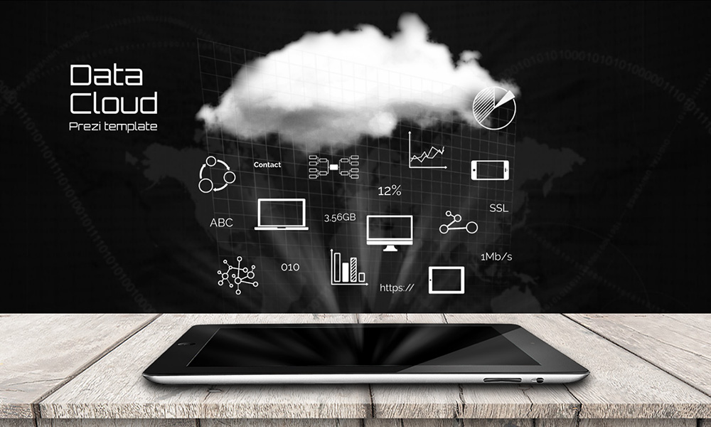 Data cloud 3d storage big data presentation template