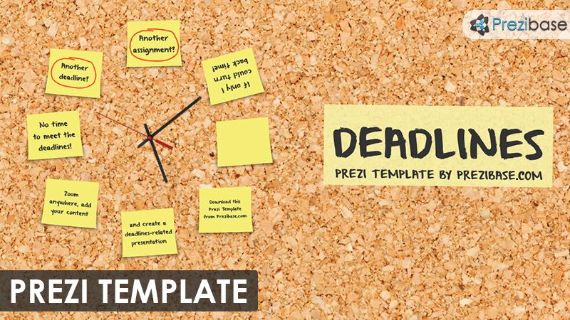 deadlines cork background post it notes prezi template for marketing school education project management