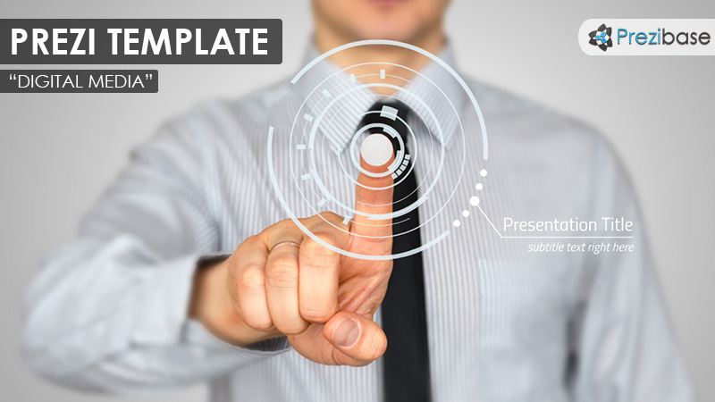 3d touchscreen businessman future prezi template circle