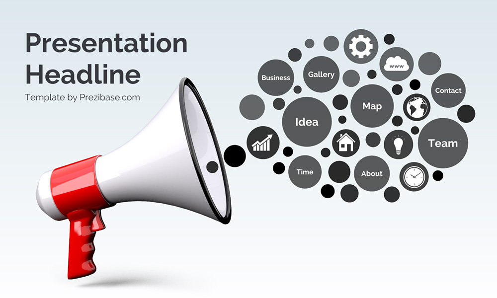 3D Megaphone promotion marketing prezi presentation template
