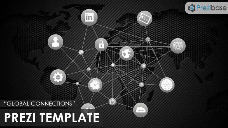 business dark animated global map connections prezi template