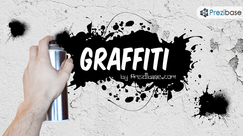 Graffiti art spray paint to a wall prezi template
