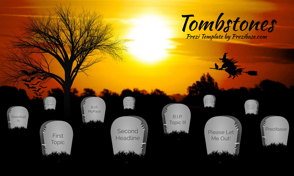 Funny halloween stombstones prezi next presentation template