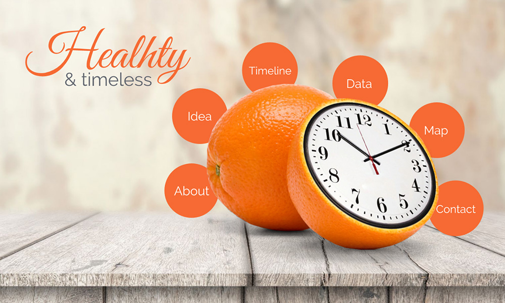 Clock inside orange creative diet and sports health prezi next presentation template