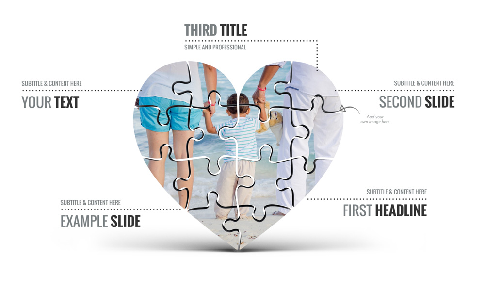 3D jigsaw puzzle shaped heart prezi presentation template