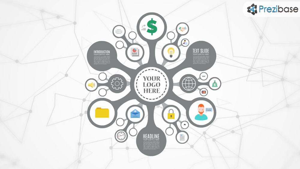 Circle network infographic snowflake prezi presentation template