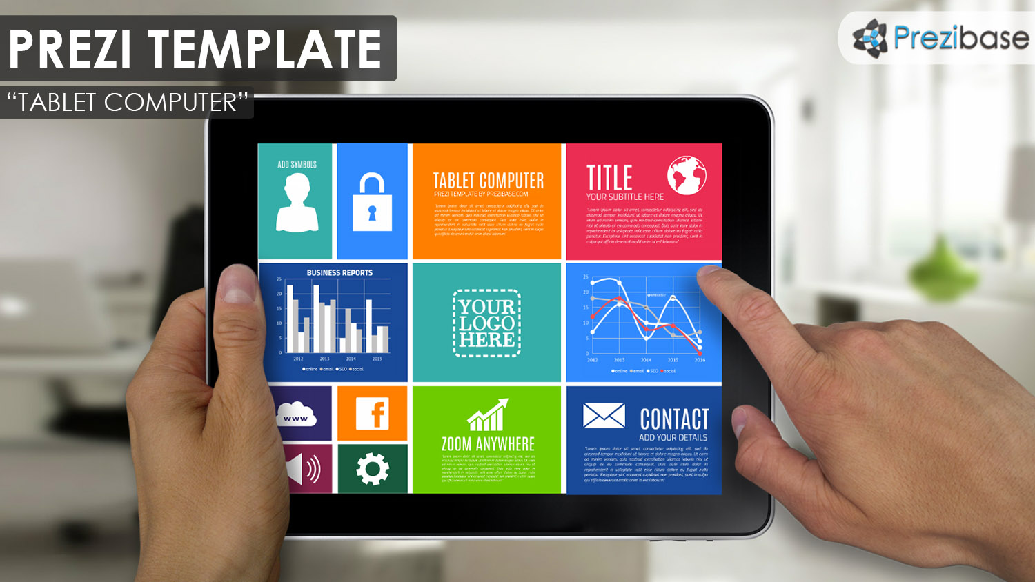 Colorful ipad tablet screen technology prezi template