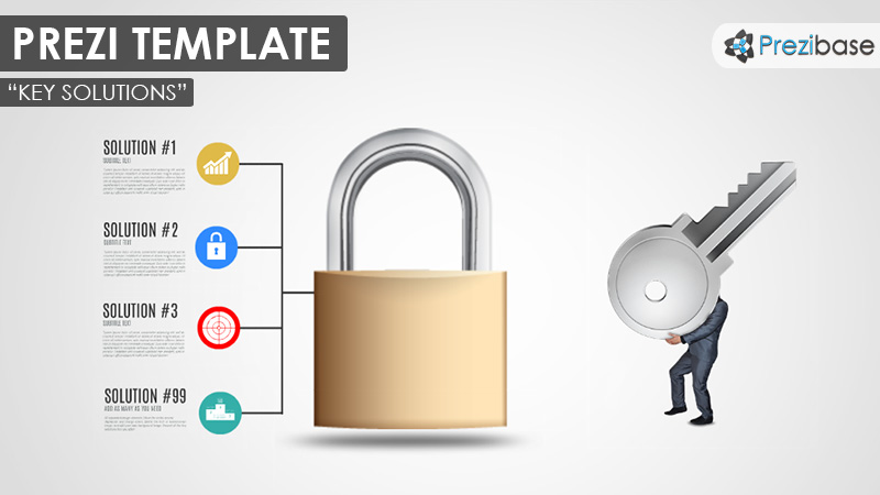 businessman with key to unlock success prezi template